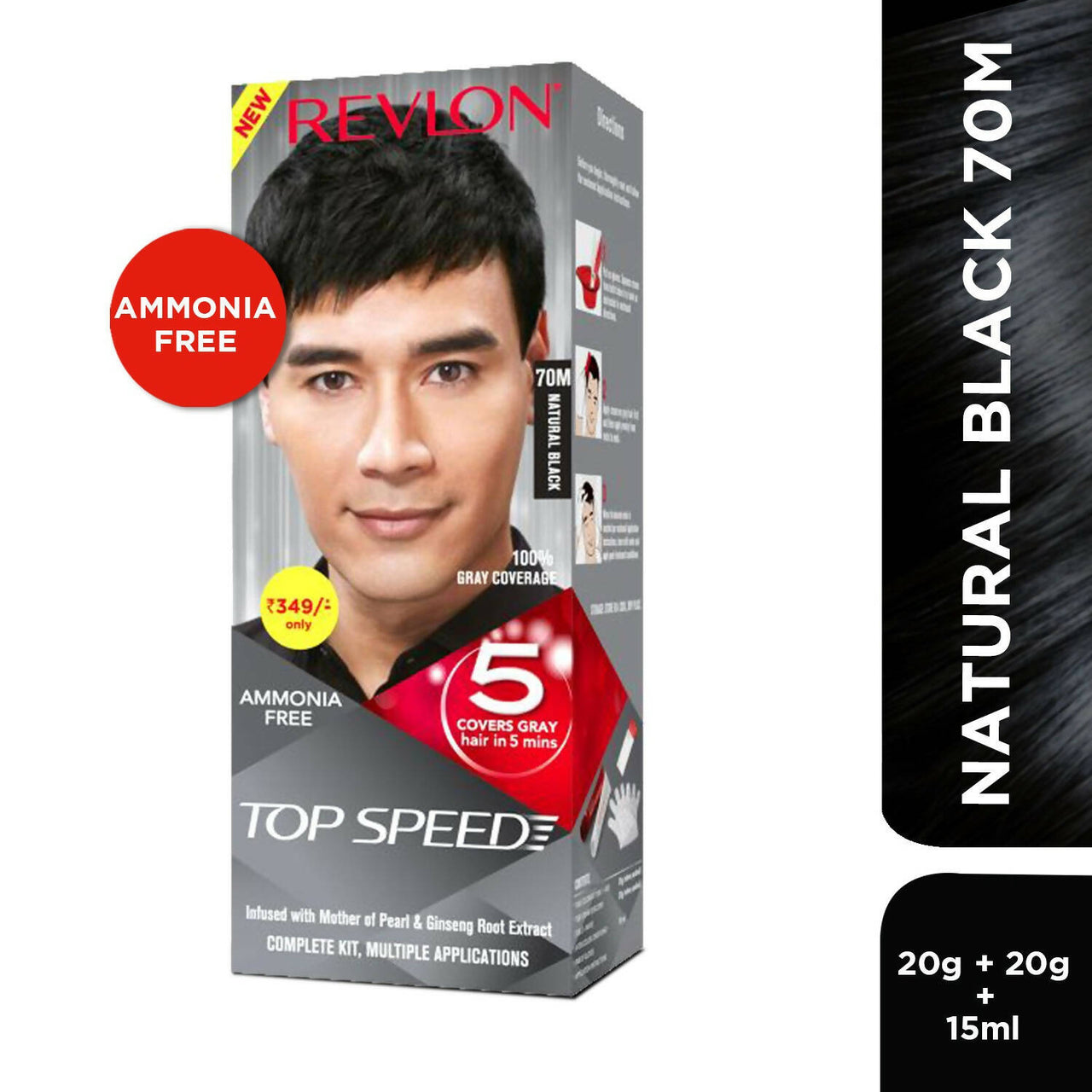 Revlon Top Speed Hair Color Small Pack Man - Natural Black 70m - Distacart