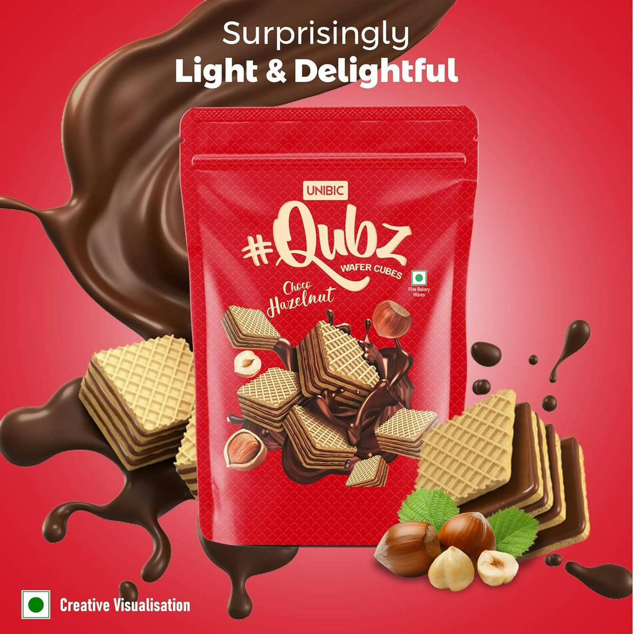 Unibic Qubz Wafer Biscuits Hazelnut Flavour - Distacart