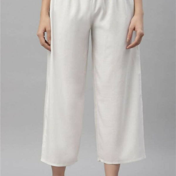 Juniper Women's White Rayon Straight Solid Pant/Slim Pant - Distacart