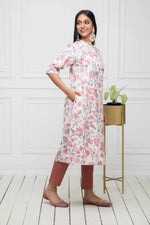 Thumbnail for Myshka Women Cotton A-Line Round Neck Multi Floral Kurtas - Distacart