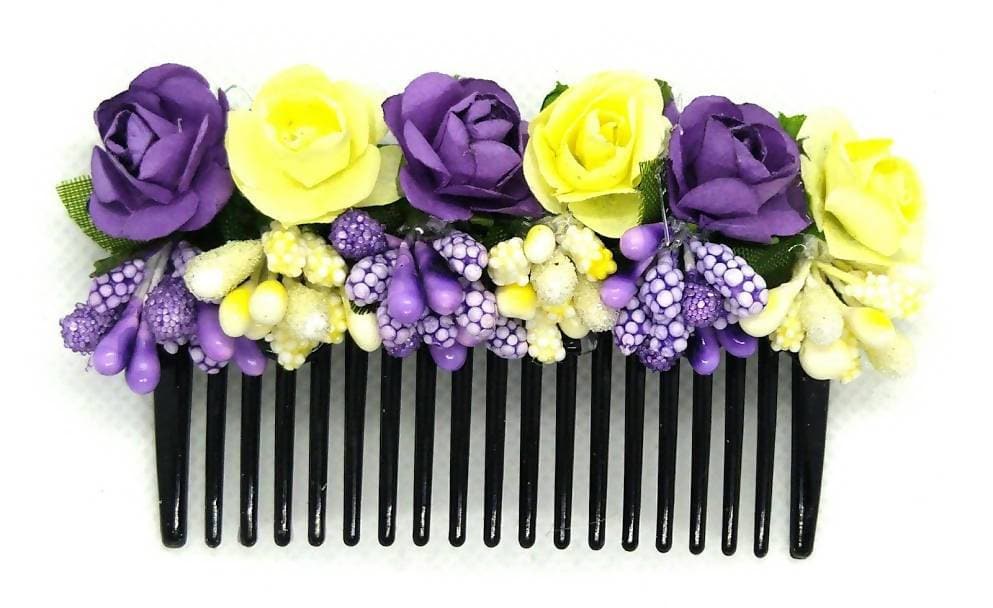 Yellow & Blue Flower Hair comb