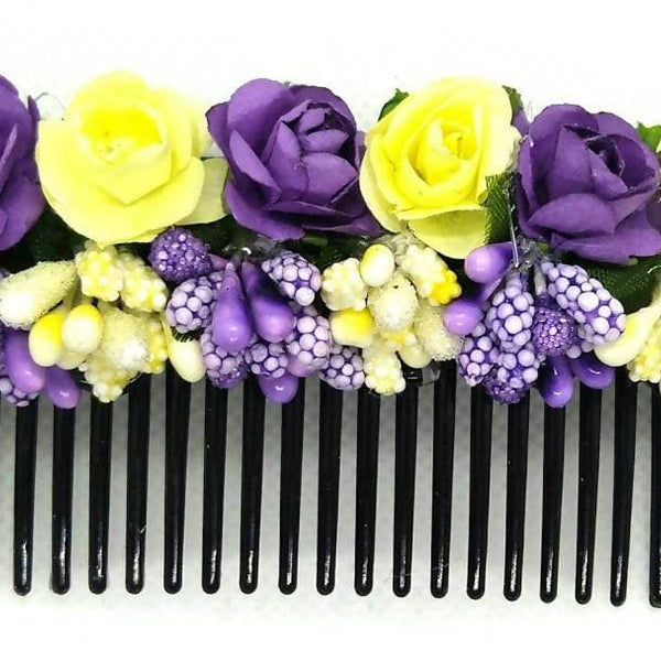Yellow & Blue Flower Hair comb