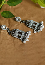 Thumbnail for Mominos Fashion Johar Kamal Silver Color Bird Nest Earrings With Pearls - Distacart