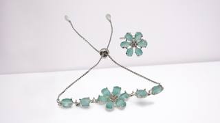 Rhodium-Plated Alloy American Diamond Studded Bracelets & Ring Set - The Pari - Distacart