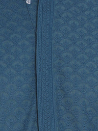 Thumbnail for Manyavar Men Blue & White Solid Kurta with Pyjamas - Distacart
