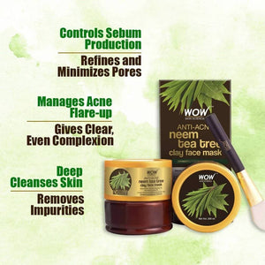 Wow Skin Science Anti-Acne Neem & Tea Tree Clay Face Mask