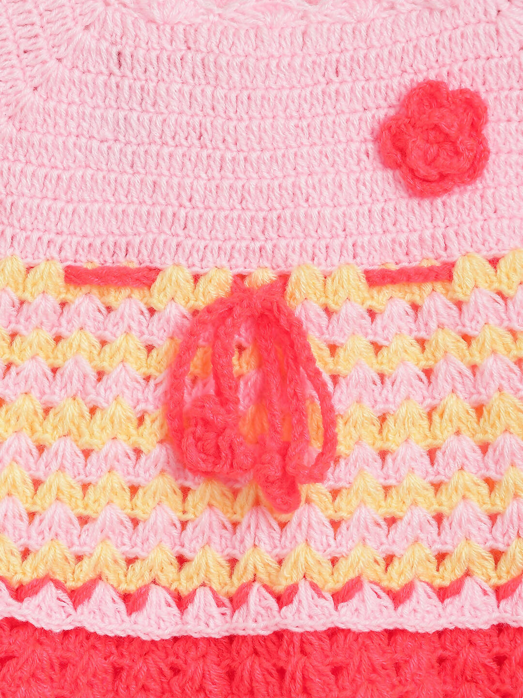 ChutPut Hand knitted Crochet Vibey Dress - Pink - Distacart