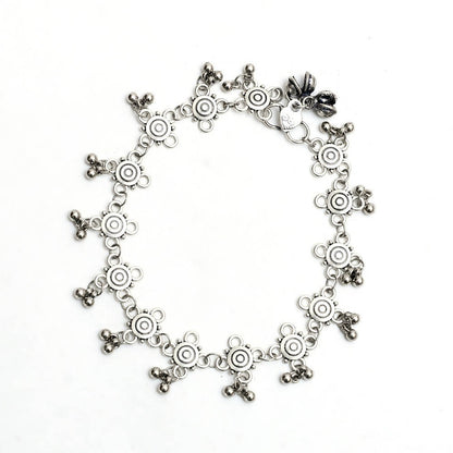 Mominos Fashion Kamal Johar Oxidised Silver Adjustable Anklets