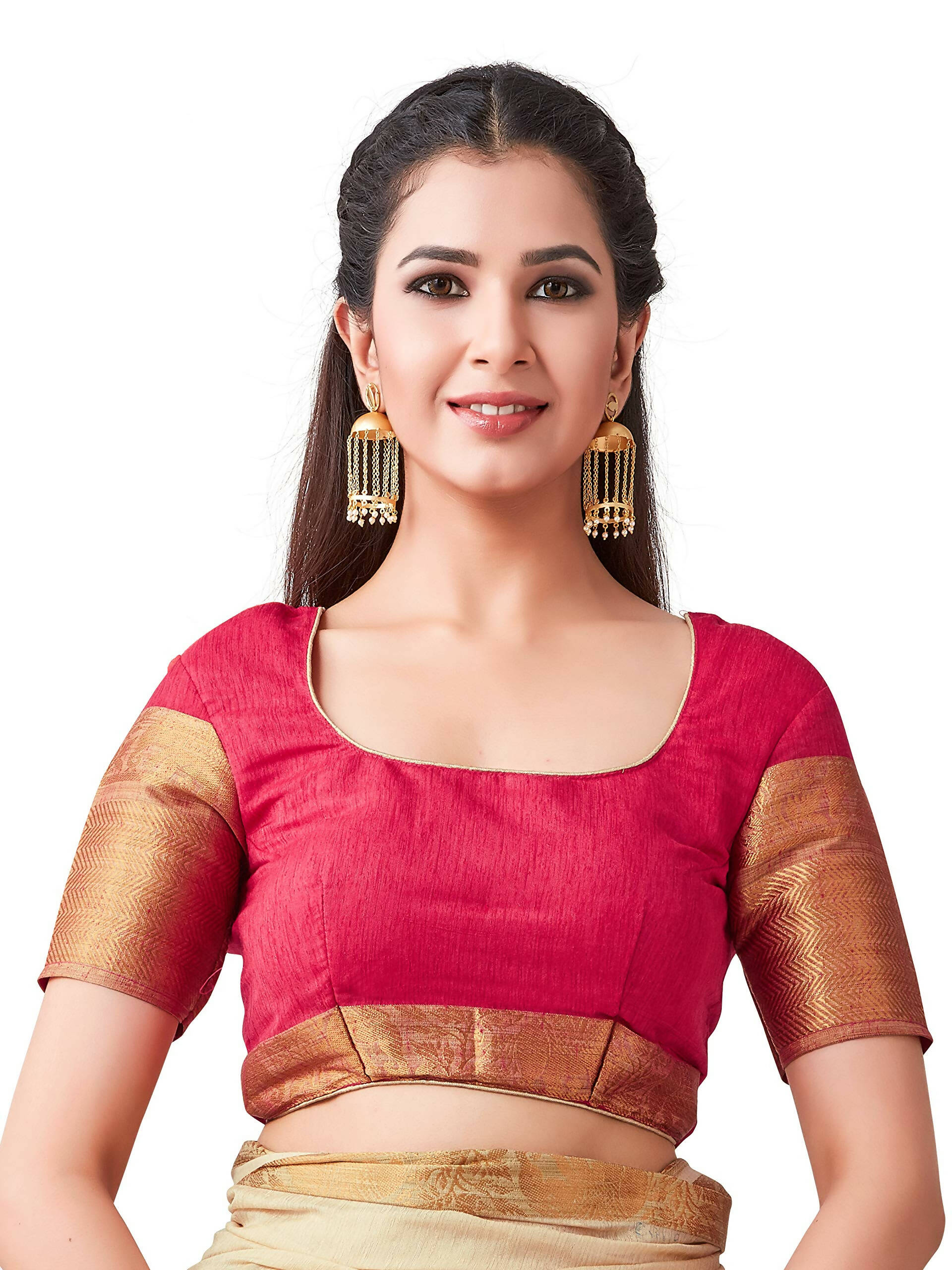 Mimosa Women's Beige Kanchipuram Linen Saree - Distacart