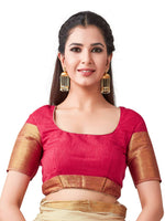 Thumbnail for Mimosa Women's Beige Kanchipuram Linen Saree - Distacart