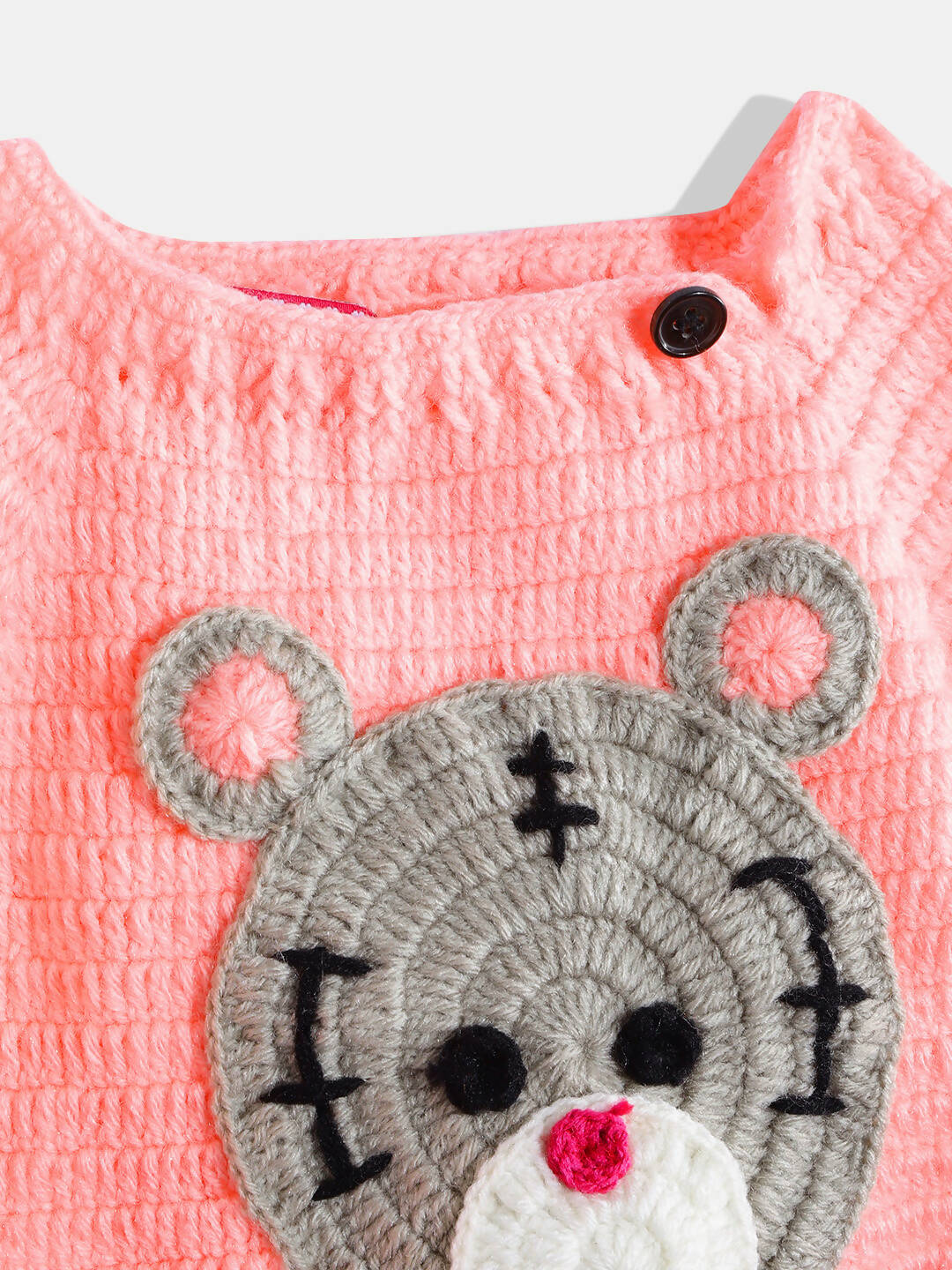 Chutput Kids Pink-Coloured Solid Pullover with Applique Detail - Distacart