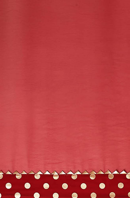 Janasya Women's Red Poly Georgette Printed Saree With Blouse Piece