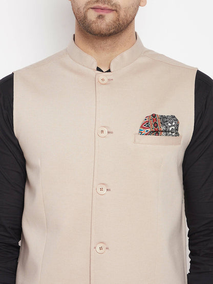 Even Apparels Cream Merino Men Woven Nehru Jacket BF715 - Distacart