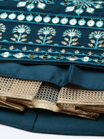 Thumbnail for House of Panchhi Women Teal Georgette Sequins Work Lehenga & Blouse with Dupatta - Distacart