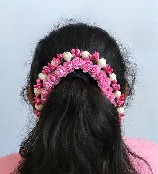 Pink Flower Hair Gajra