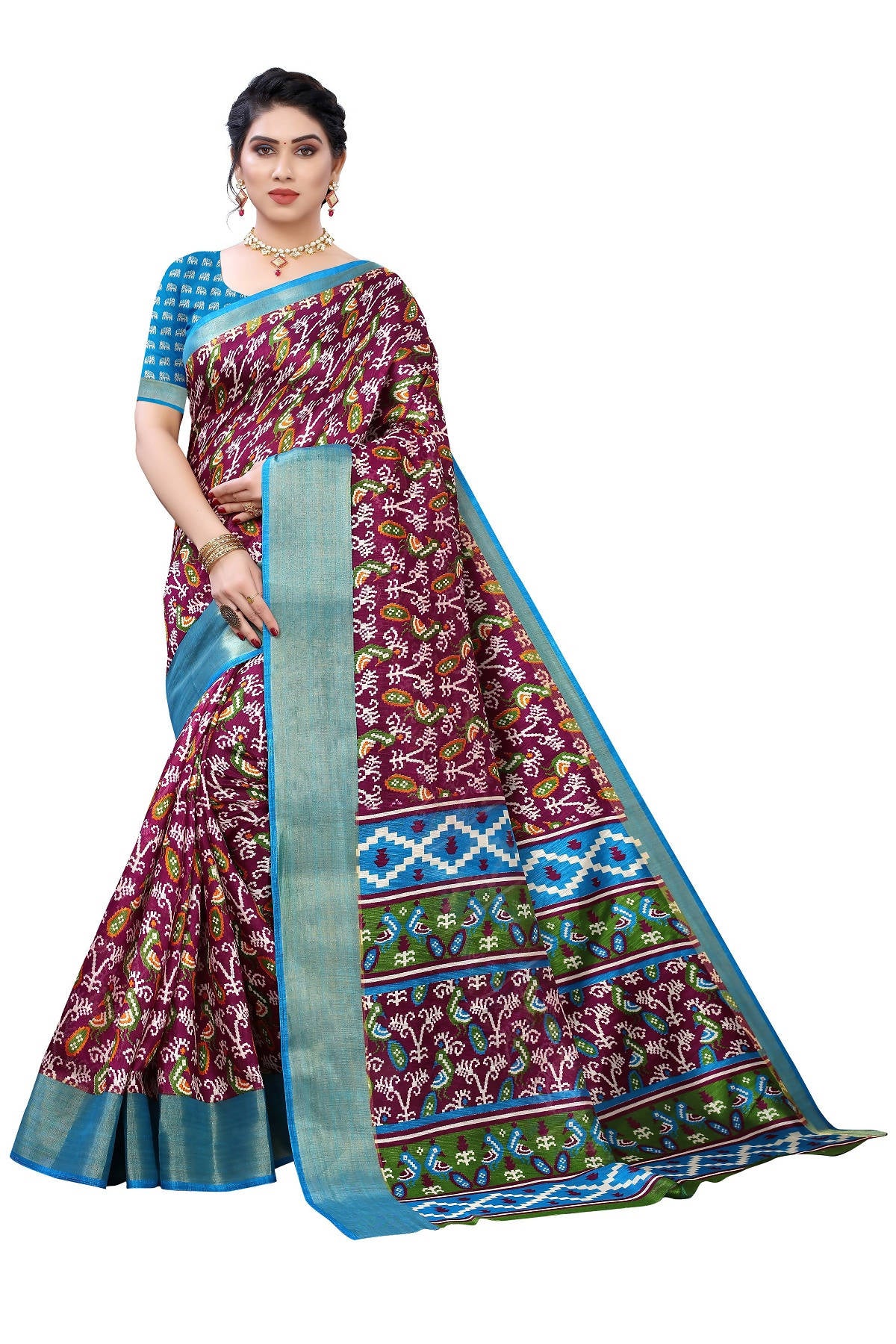 Vamika Beautiful Purple Linen Jari Border Saree (JANKI PURPLE) - Distacart