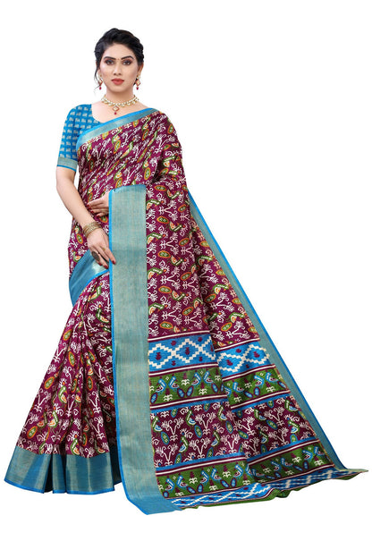 Vamika Beautiful Purple Linen Jari Border Saree (JANKI PURPLE) - Distacart