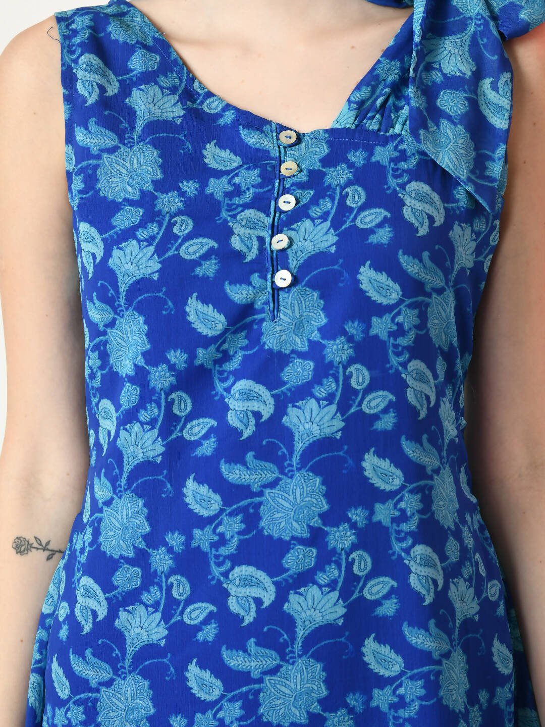 Myshka Women's Blue Fit and Flare Printed Dress - Distacart