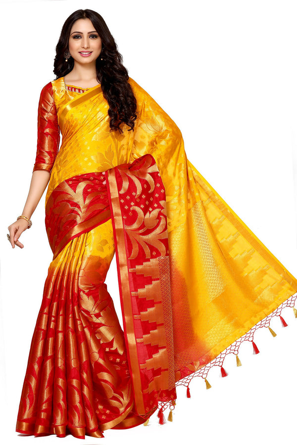 Mimosa Women's Multi Color Art Silk Kanjivaram Saree - Distacart