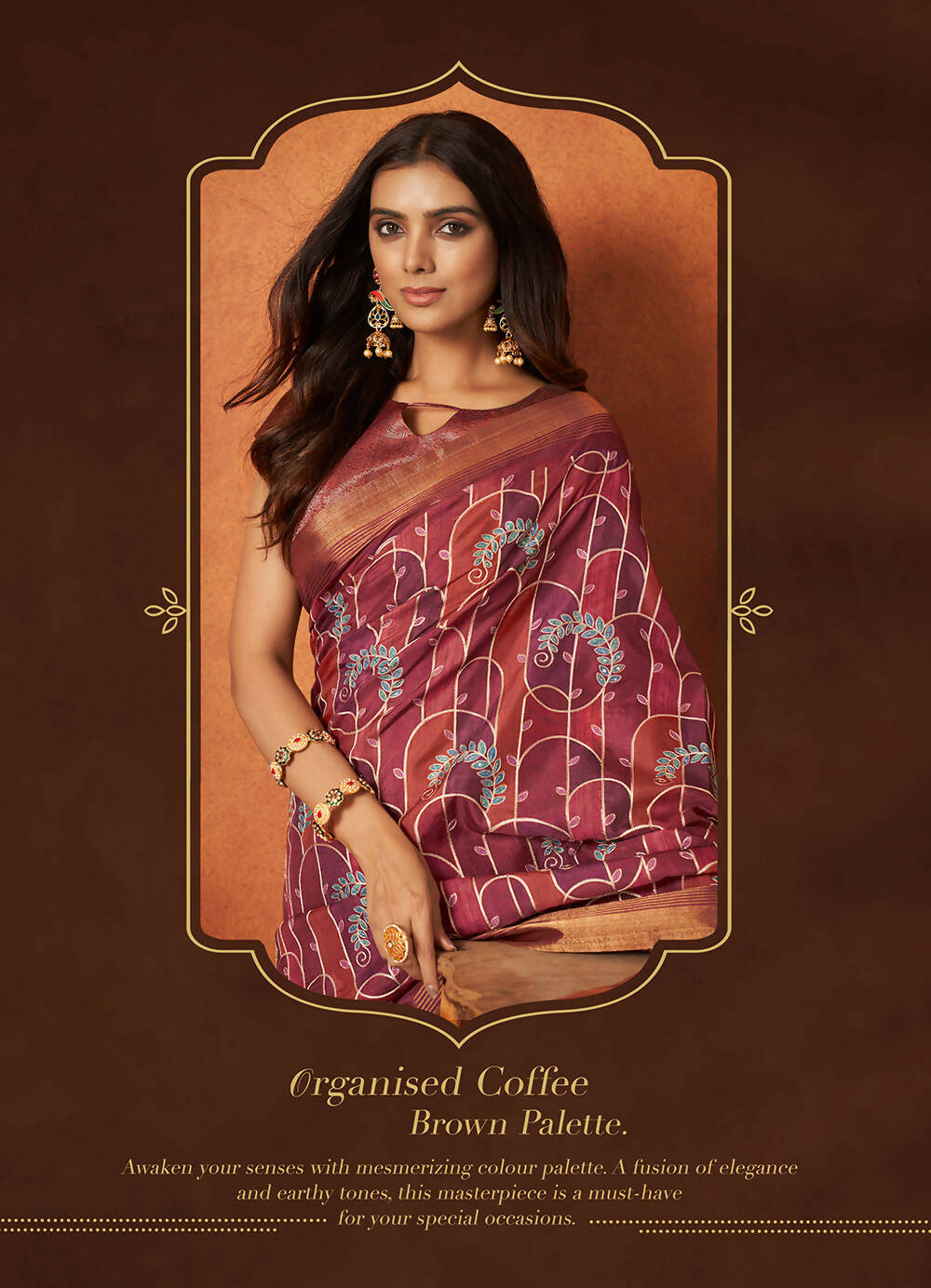 Maroon Rangkat and Crepe Silk Floral Saree With Unstitched Blouse Piece - Mohmanthan Royal Saachi - Distacart