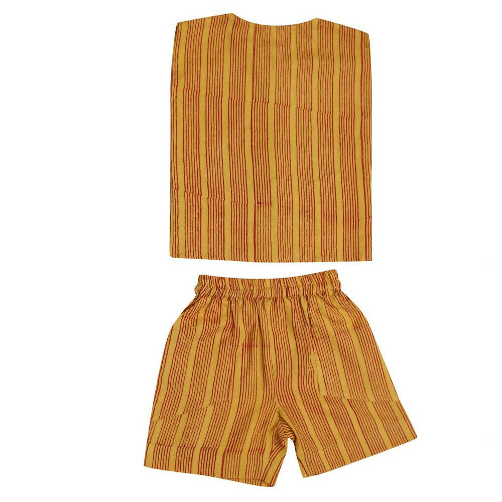 Mhyssa Motto Yellow and Red Half Sleeve T-shirt With Shorts Set For Kids - Distacart