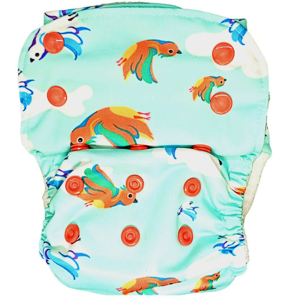Kindermum Nano Pro Aio Cloth Diaper (With 2 Organic Inserts And Power Booster)-Birdie For Kids - Distacart