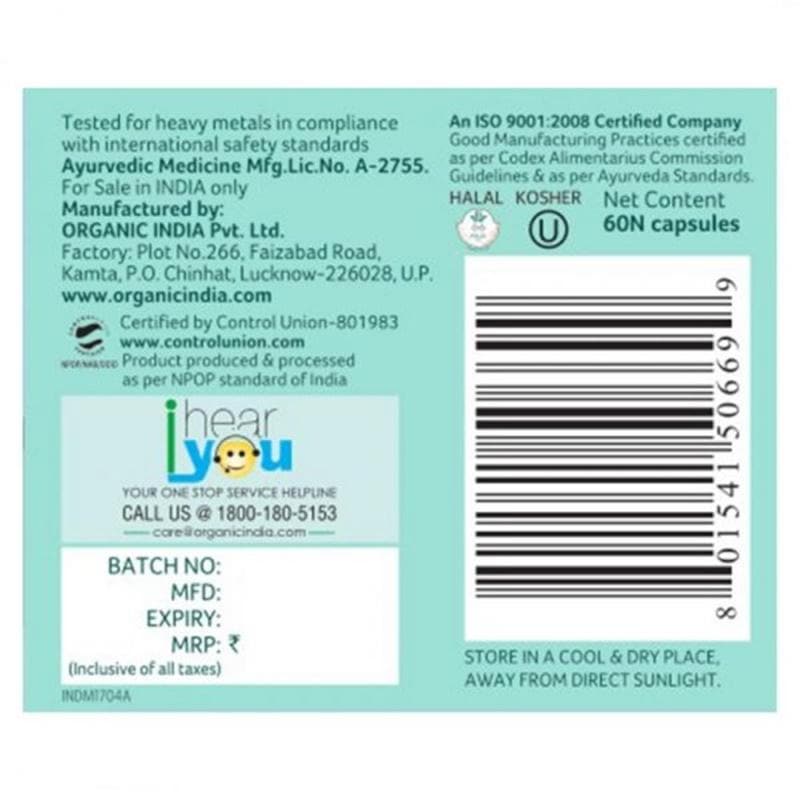 Organic India Lipid care - 60 Capsules Bottle - Distacart