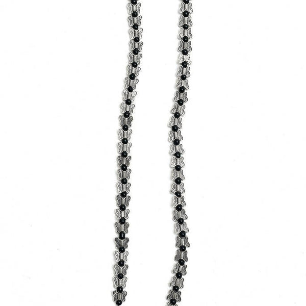 Mominos Fashion Kamal Johar Oxidised Silver Butterfly Anklets