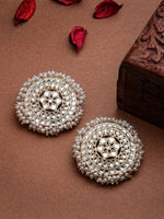Thumbnail for NVR Women Gold-Toned Circular Studs Earrings - Distacart