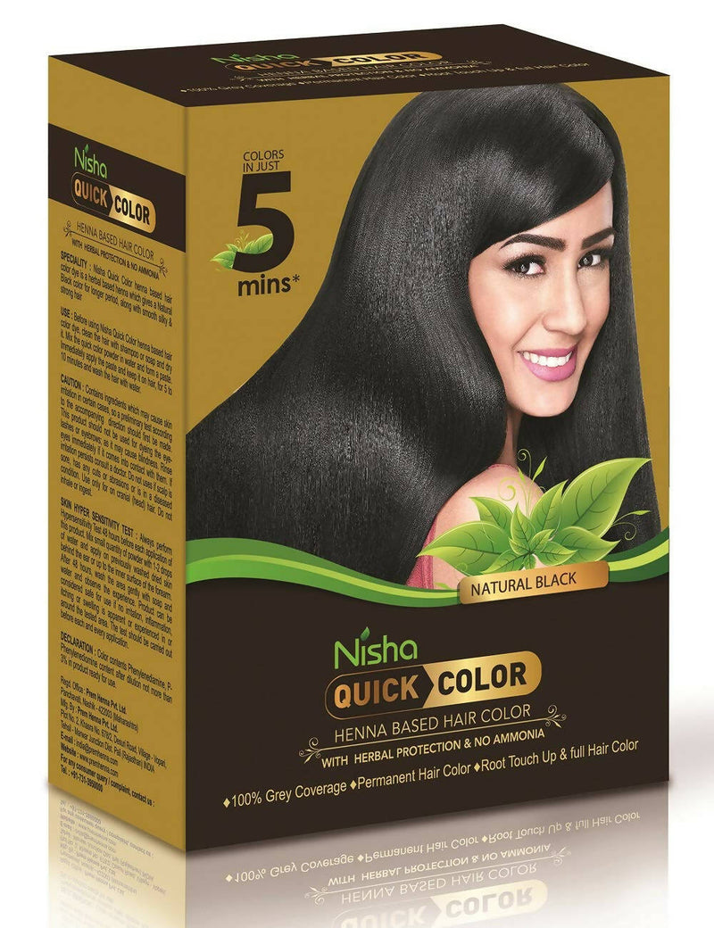 Nisha Henna Based Quick Hair Color Black - Distacart