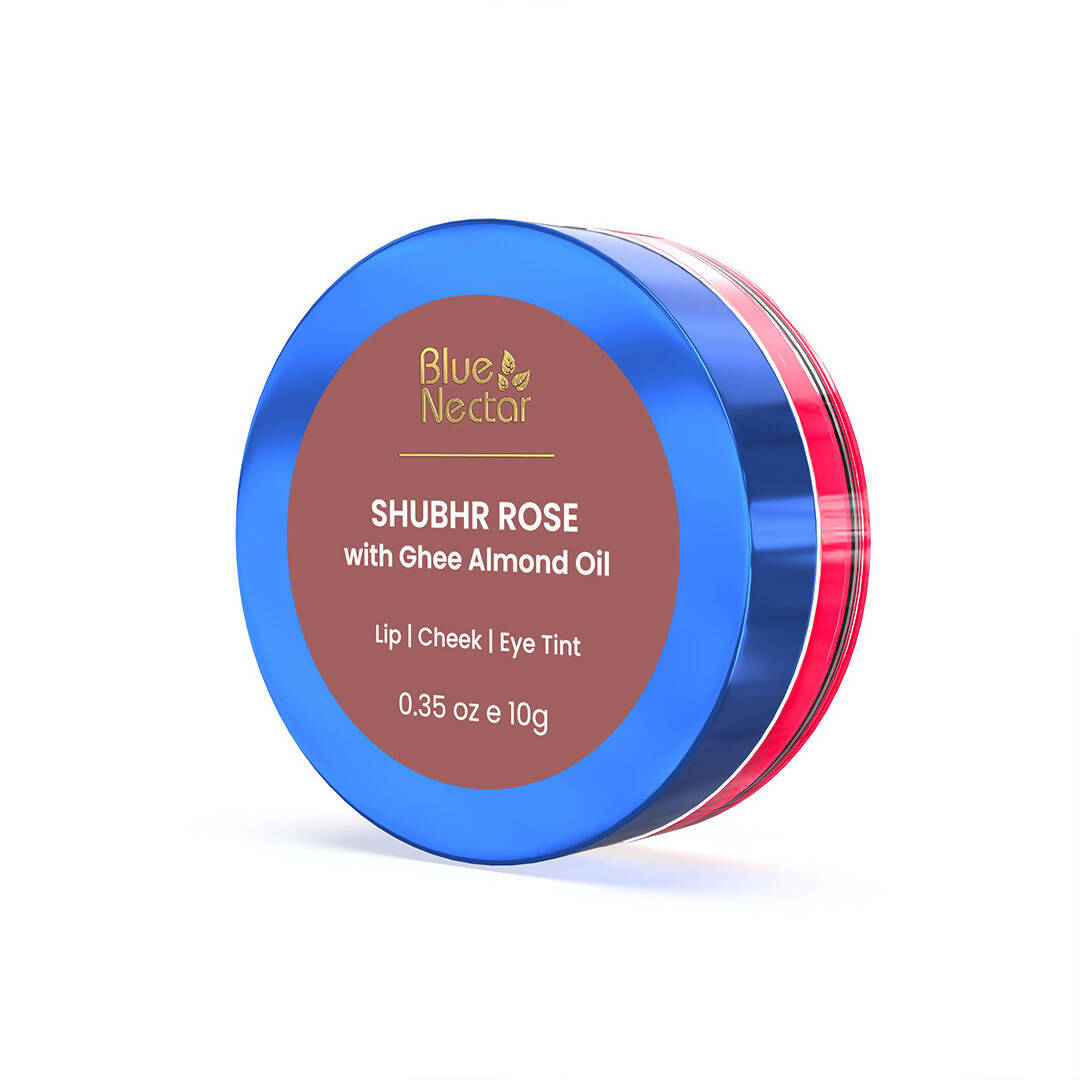 Blue Nectar Shubhr Rose Lip, Cheek & Eye Tint with Ghee & Almond Oil - Distacart