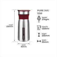 Thumbnail for Dubblin Pure Jug Stainless Steel Sipper Water Jug - Distacart