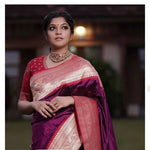 Thumbnail for DEIANA'S Beautiful Golden Jari with New Design Soft Lichi Silk Saree - Purple - Distacart