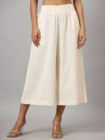Thumbnail for Juniper Women's Ivory Cotton Flex Flared Culottes - Distacart