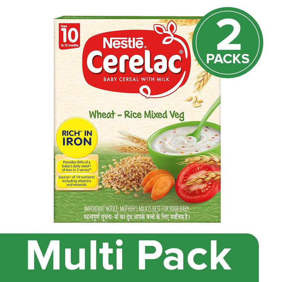 Nestle Cerelac Baby Cereal with Milk - Wheat-Rice Mixed Veg, From 10-12 Months