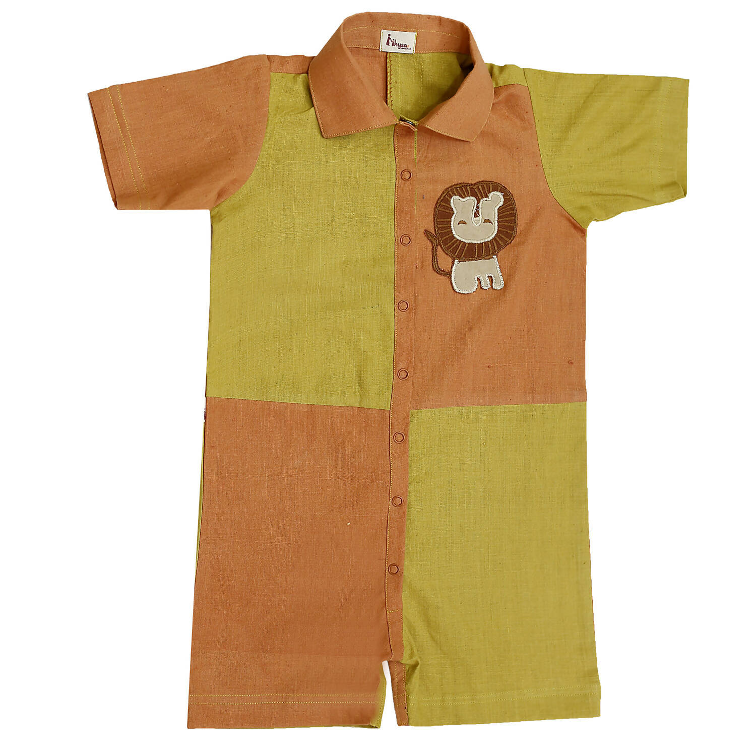 Mhyssa Orange And Yellow Round Neck With Half Sleeve Round Neck Romper - Distacart