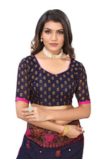 Thumbnail for Vamika Blue Color Jute Silk Mirror Work Saree