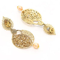 Thumbnail for Tehzeeb Creations Beautiful Golden Plated Earrings With Kundan And Pearl