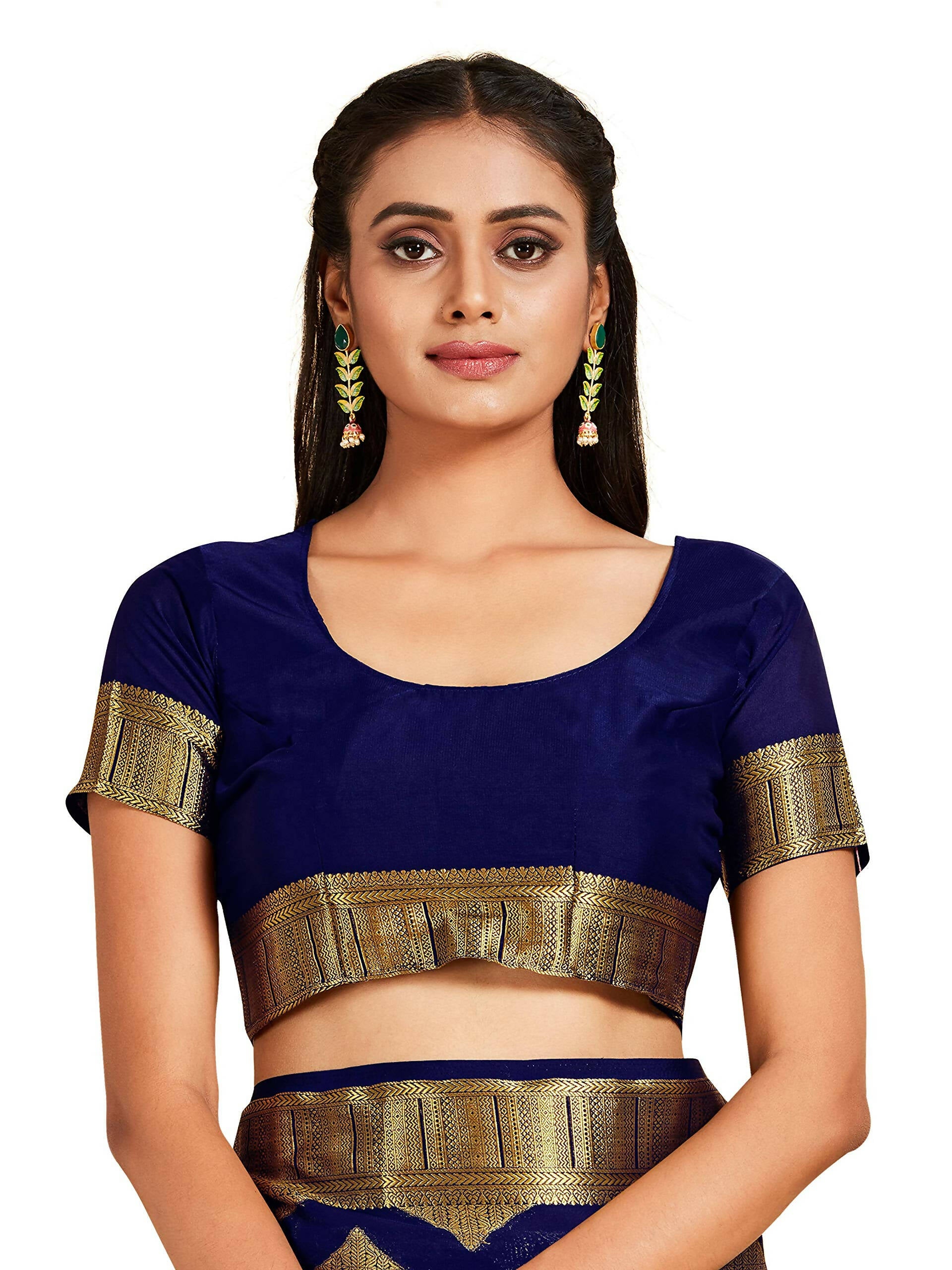 Mimosa Women's Mysore Silk Crepe Dark Blue Saree - Distacart