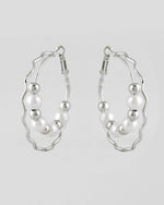 Thumbnail for VOJ Women Sliver-Plated Pearl Stainless Steel Hoop Earrings - Distacart