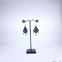 Thumbnail for Hand Crafted Earrings Purple Thread Work