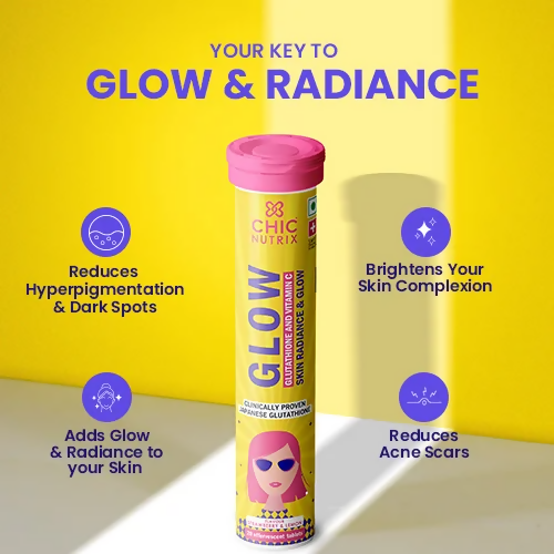 Fast&Up Chicnutrix Glow Skin Glow & Radiance Effervescent Tablets - Strawberry Lemon - Distacart