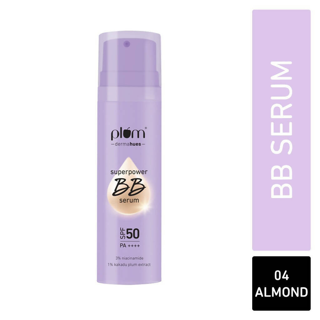 Plum Superpower BB Serum with SPF 50 PA ++++ 04 Almond - Distacart
