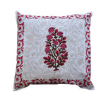 Thumbnail for The Decor Nook Pink Floral With Pink Border Cushion Cover - Distacart