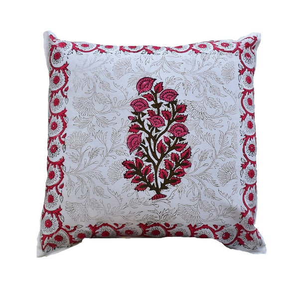 The Decor Nook Pink Floral With Pink Border Cushion Cover - Distacart