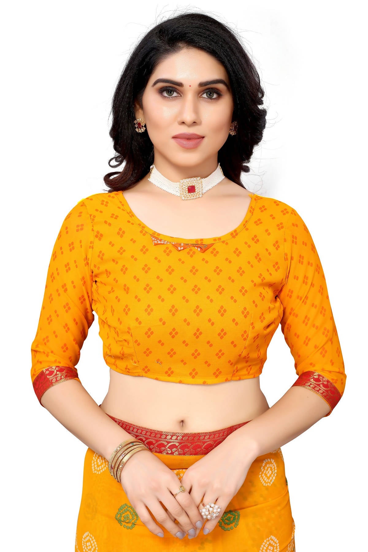 Vamika Ethnic Fire Yellow Printed With Lace Saree - Distacart
