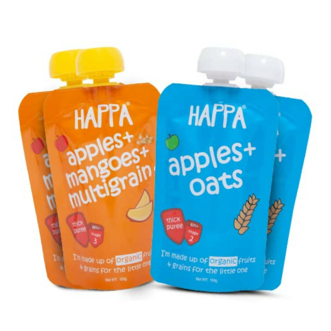 Happa Organic Baby Food Puree Grain and Fruit Blend Combo - Distacart