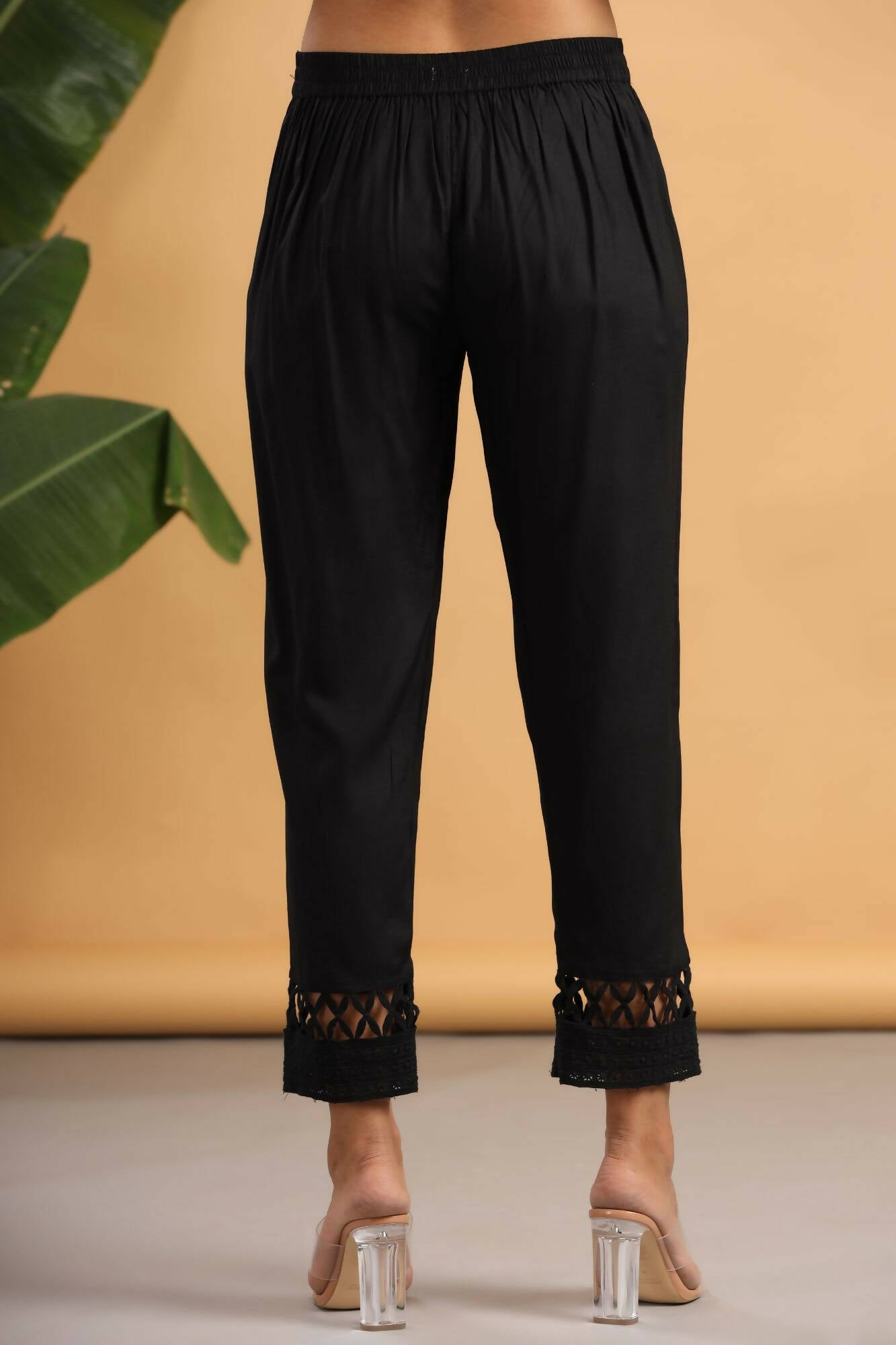 Juniper Women Black Rayon Solid Slim Fit Pant/Slim Pant - Distacart