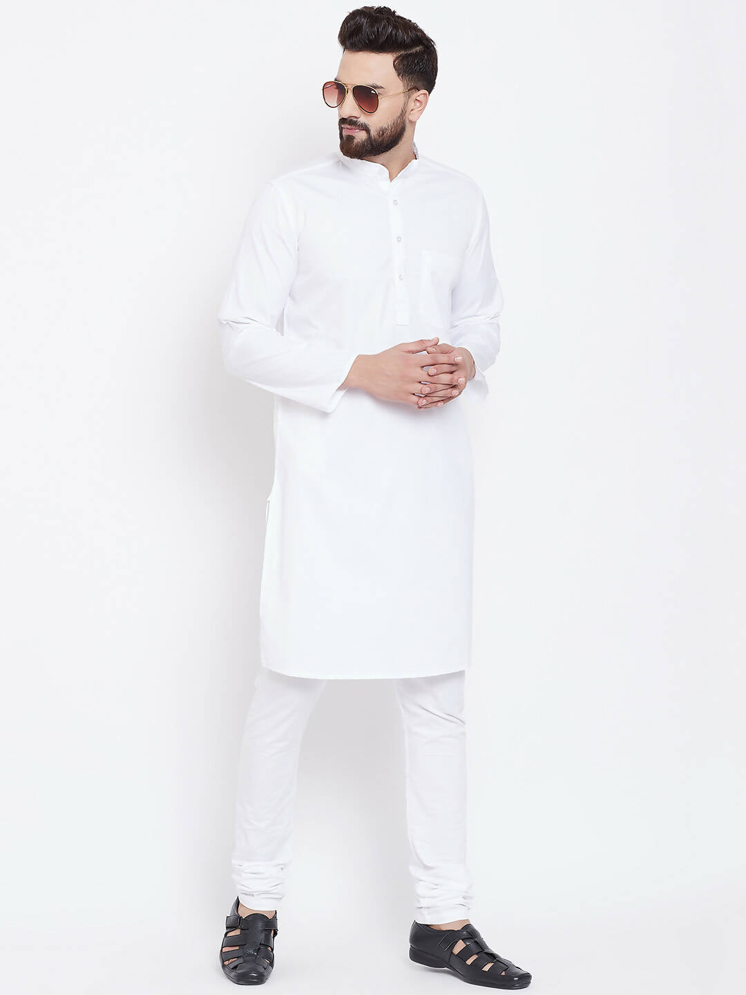 Even Apparels White Pure Cotton Men's Kurta With Band Collar - Distacart