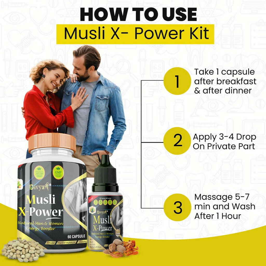 Divya Shree Musli X-Powder Capsule & Musli X-Power Oil Combo - Distacart